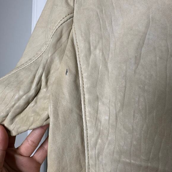 Compagnia Made In Italy Size 40 US 4 100% Leather Jacket Blazer Wool Lined Tweed - Picture 3 of 8